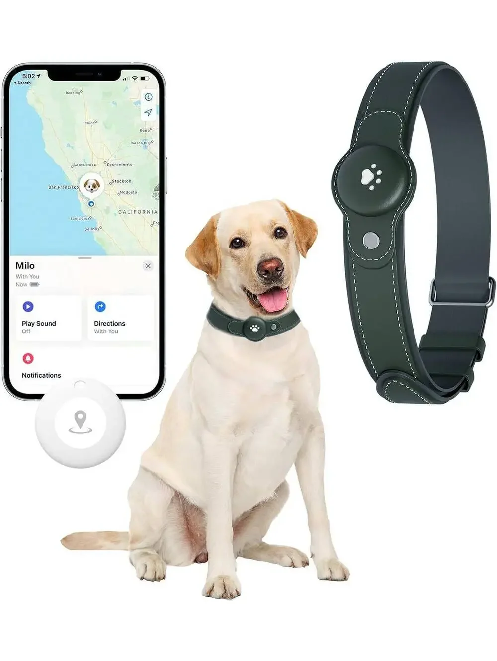 GPS Tracker for Dogs- Real-Time Pet Location Collar, Waterproof, No Subscription